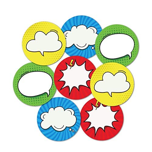 weRevel Comic Theme Note Stickers, 40 Count, 2 Inches, Round, 4 Unique Designs(Paper), Self Adhesive
