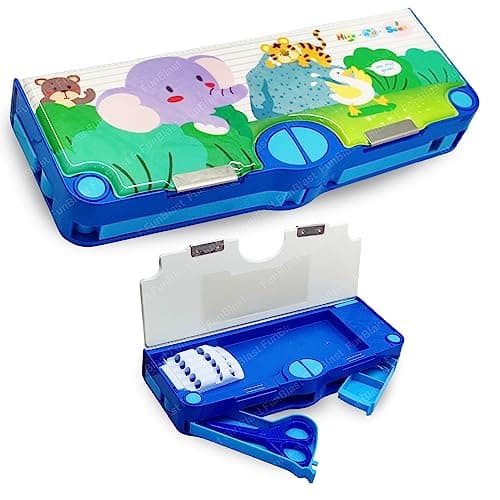 FunBlast Magnetic Pencil Case with Sharpener - Pencil Box for Kids, Pencil Box for Girls Stylish, Stationary Organizer Case (Random Print)