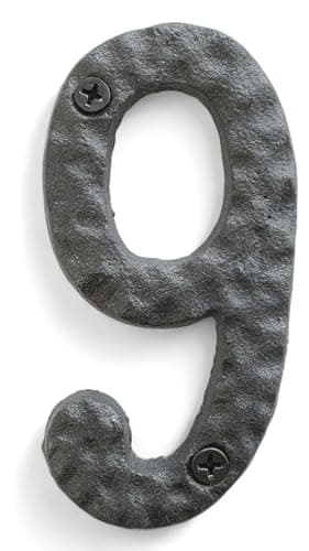 NACH JS-RN4-9 Rustic Cast Iron House Numbers, 4 Inch, Black