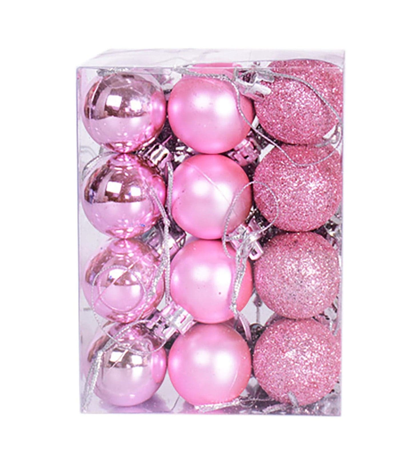 Yansanido 24pcs Small Christmas Ball 3cm 118 Ornaments Shatterproof Christmas Decorations Tree Balls Pastel Tree Ornaments Pendant Pink