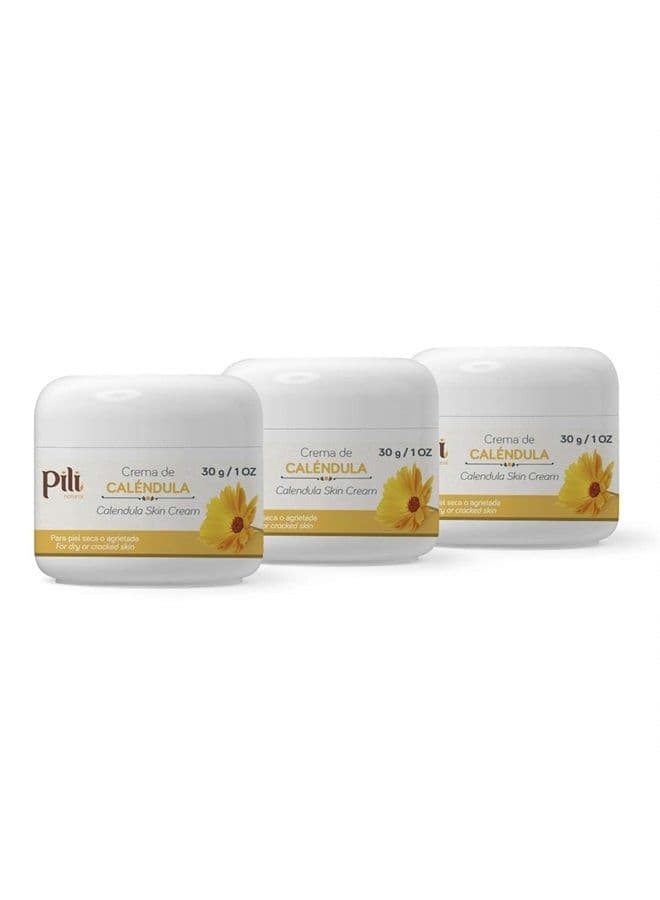 Calendula Cream - Moisturizing Cream for Rough, Dry, or Chapped Skin - Crema de Calendula (pack 3 x 1oz each)