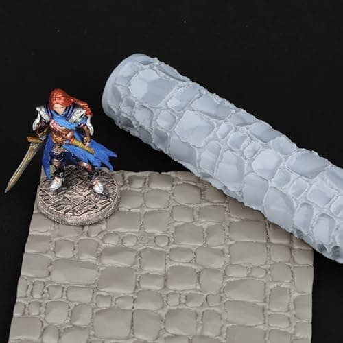 AUSPDICE RPG Terrain Texture Roller Exquisite Board Game Accessory Perfect for DND DD 28mm Miniature Distinct Texture Roller for Clay and Polymer Sculpting S411C Stone Wall Style02