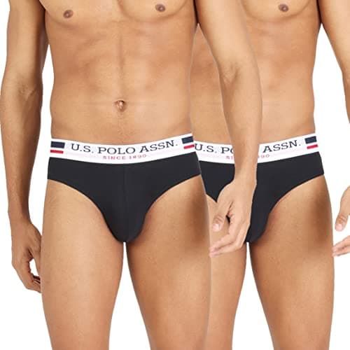 U.S. POLO ASSN. Men's Plain Cotton Brief (I006-002-P2_Black_X-Large) (Color & Prints May Vary)