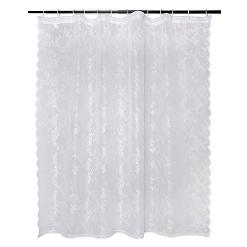 DII Translucent Lace Shower Curtain, 72x72, Flower Blossom White