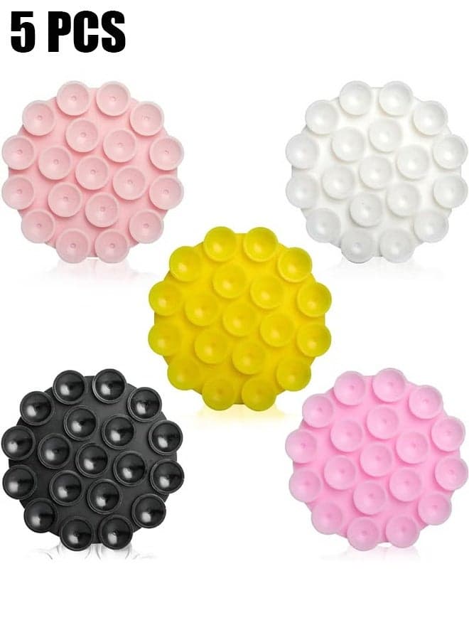 5 PCS Suction Phone Case Adhesive Silicone Suction Cup Phone Holder Case for Hand Mobile Devices Mount (5 Colors)