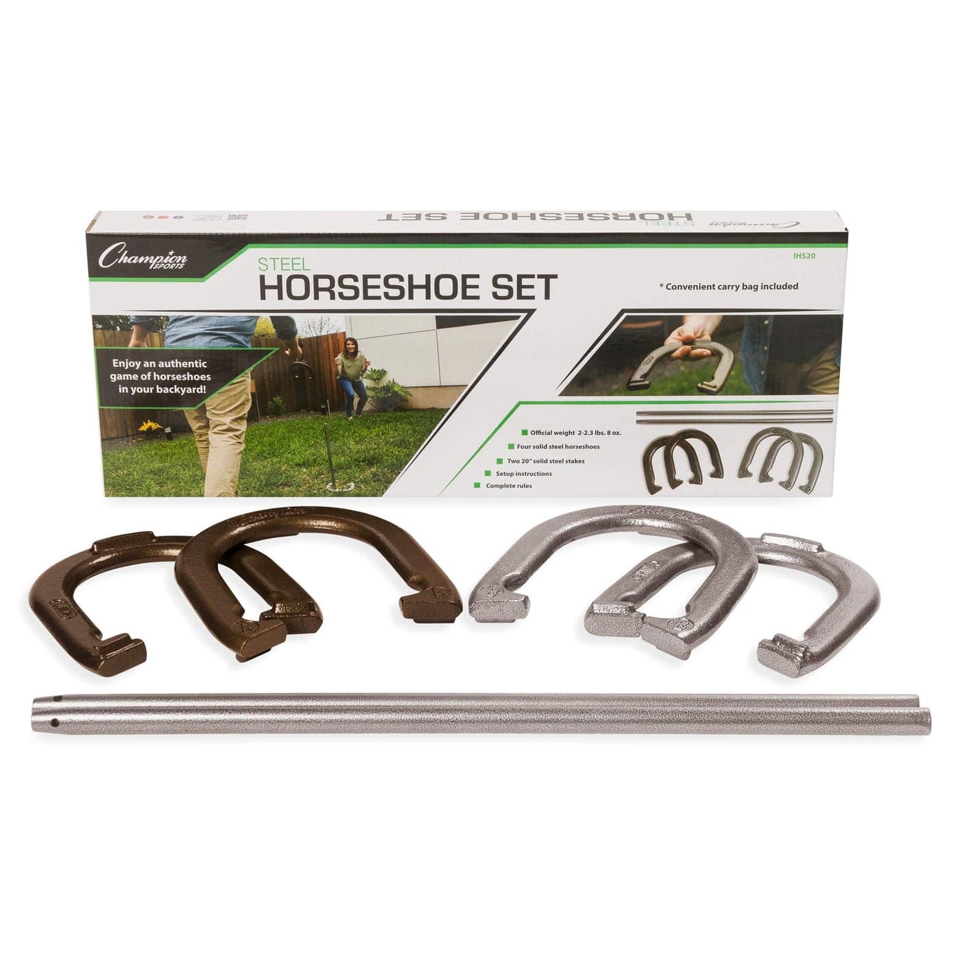 Champion Sports unisex adult Classic Horseshoe Game Set BlackSilverBrass One Size US