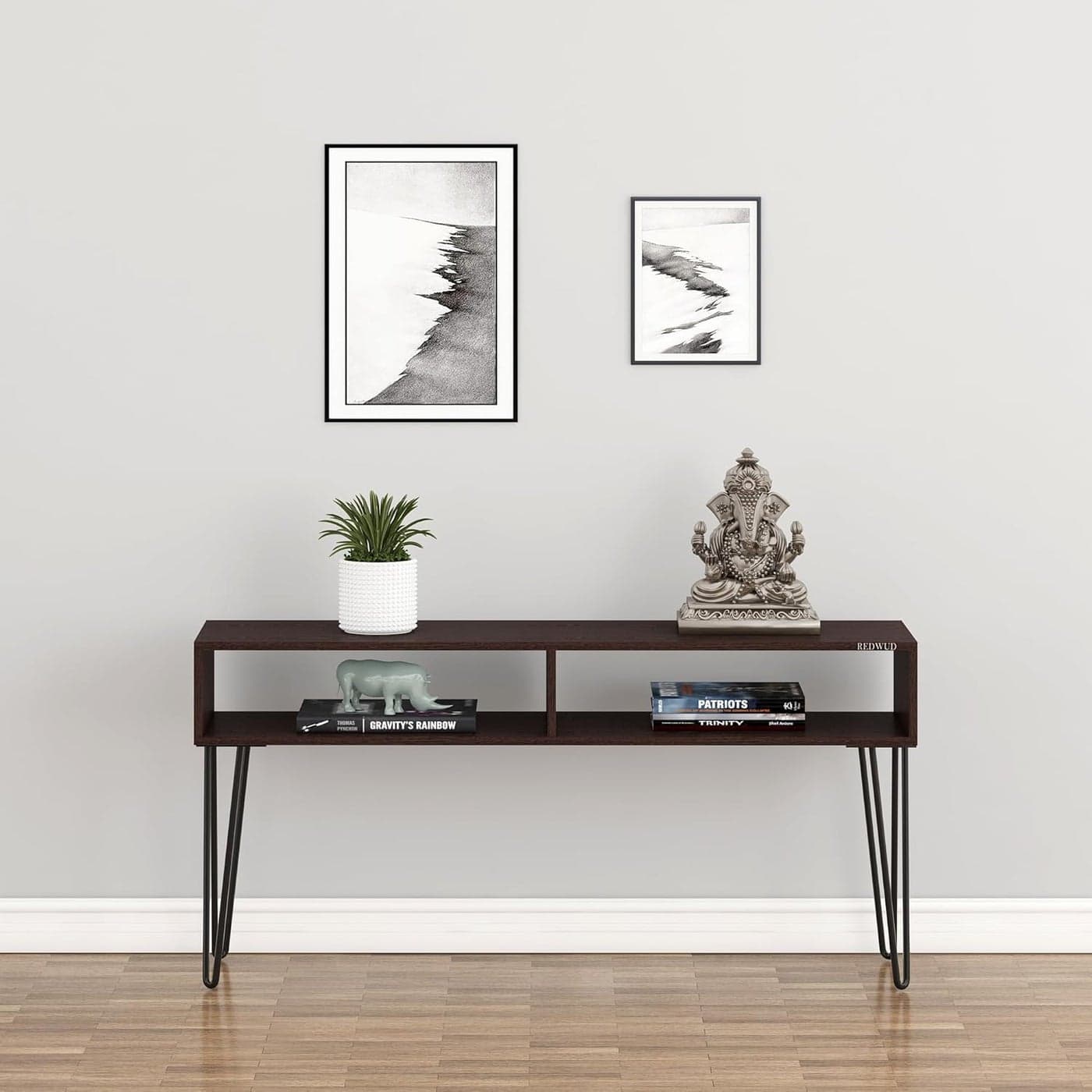 Redwud Huxley Console Tables Sofa Table Side Table Hallway Enteryway Living Room Wood Top Metal Frame WengeBlack DIY