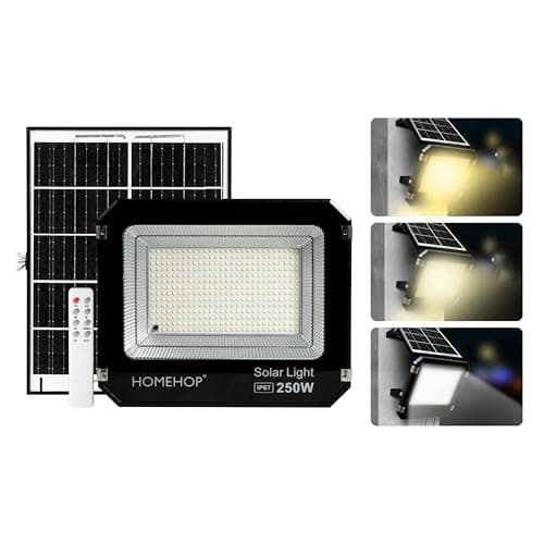 Homehop Solar Flood Light Outdoor Waterproof 250 Watt Wireless Automatic Led Solar Lamp for Home, Garden, Balcony, Pathway, (15 Ah, ABS, 3 Colour,)