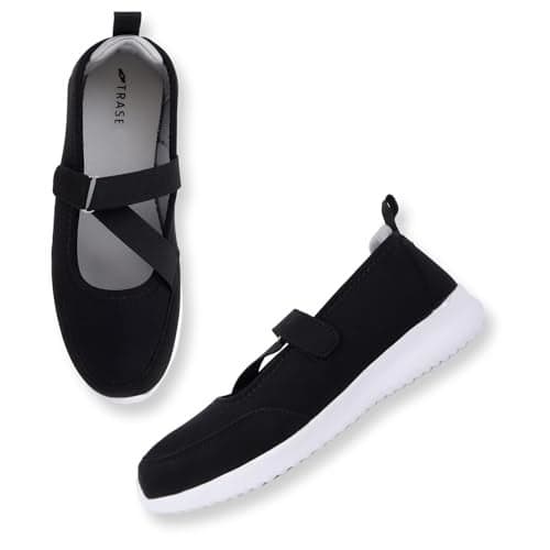 TRASE Lightweight Ballet Flats Bellies for Women, Everyday Style and Comfort (Black, 5 UK)