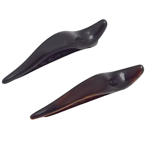 Parcelona French Brill Beak Small Set of 2 Alligator Side Slide Jaw Hair Claw Clips, Made in France (Black-Tortoise Shell)