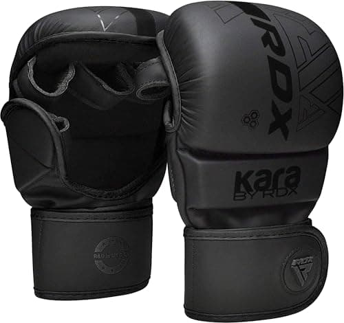 RDX MMA Gloves Sparring Grappling Hybrid Open Palm Martial Arts Mitts Men Women Maya Hide Leather Wrist Support Cage Fighting Combat Sports Boxing Glove Training Muay Thai Punching Bag Kickboxing