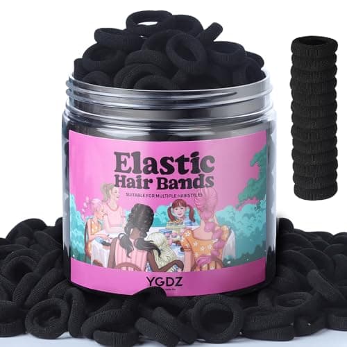YGDZ 300PCS Black Cotton Hair Ties Mini Elastic Ponytail Holders and Seamless Hair Bands for Little Girls Kids and Toddlers
