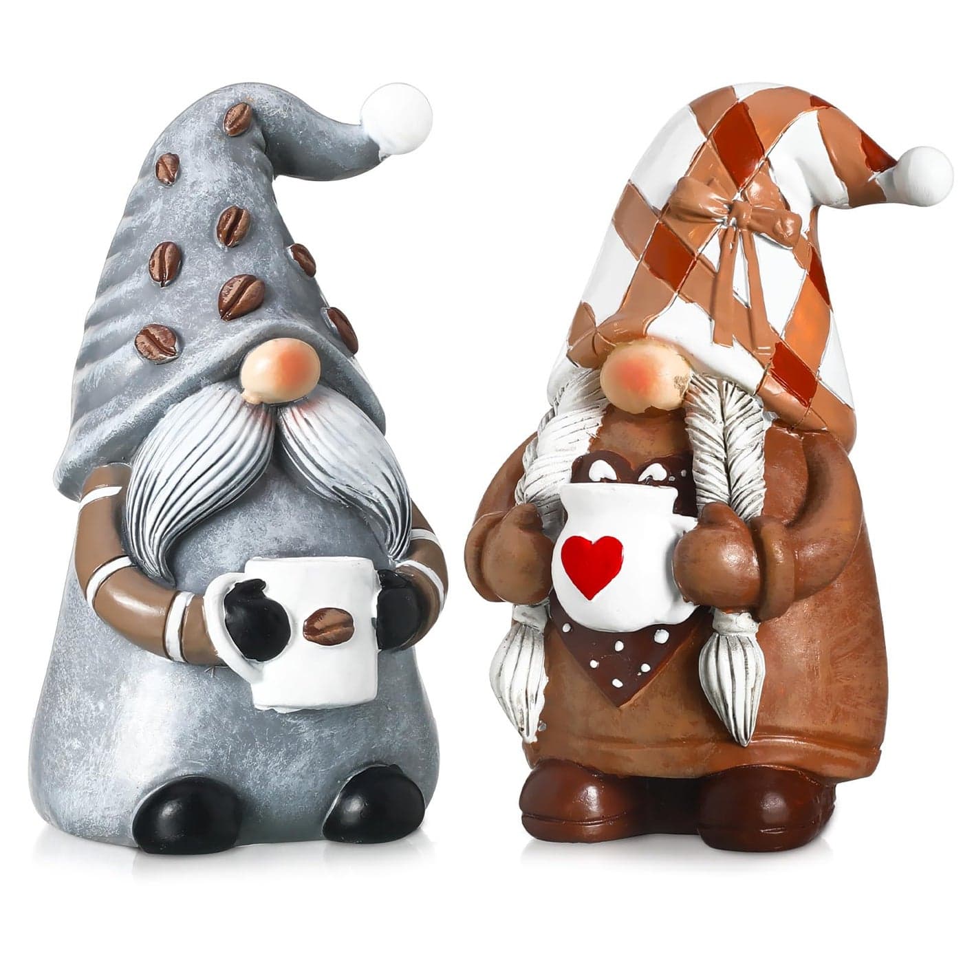 2 Pack Coffee Gnomes Bar Decor Accessories Spring Summer Figurines Resin Decorations for Home Swedish Tomte Tiered Tray Collectible Tabletop Decor for Kitchen Farmhouse Gifts