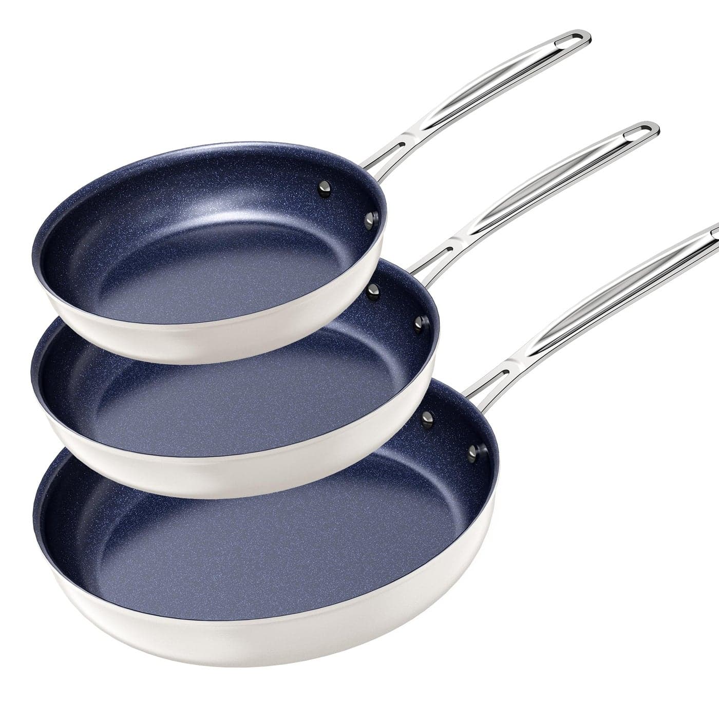 Nuwave 3Piece Fry Pan Set 8 10 12 Forged Lightweight G10 Healthy Duralon Blue Ceramic Ultra NonStick InductionReady Works on All Cooktops Ergonomic StayCool Handles