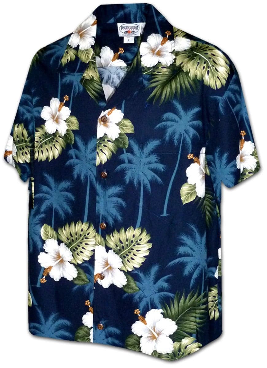 Pacific Legend Hawaiian Shirts Hibiscus Island in Navy M 410-2798
