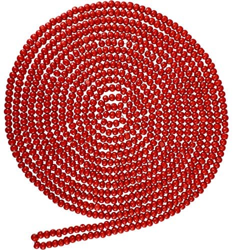 Boao Christmas Wooden Bead Garland 19.7 ft Round Farmhouse Vintage Wood Bead Garlands for Xmas Decoration Supplies(Burgundy,1 Piece)