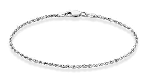Miabella Solid 925 Sterling Silver Italian 2mm, 3mm Diamond-Cut Braided Rope Chain Bracelet for Women Men, Made in Italy (2mm - Length 8.5 Inches)