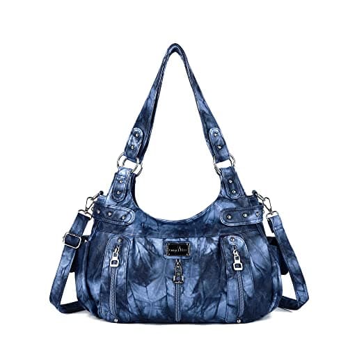Angel Kiss Large Purses and Handbags for Women Washed Faux Leather Crossbody Hobo Satchel Shoulder Handbag Tote Purse