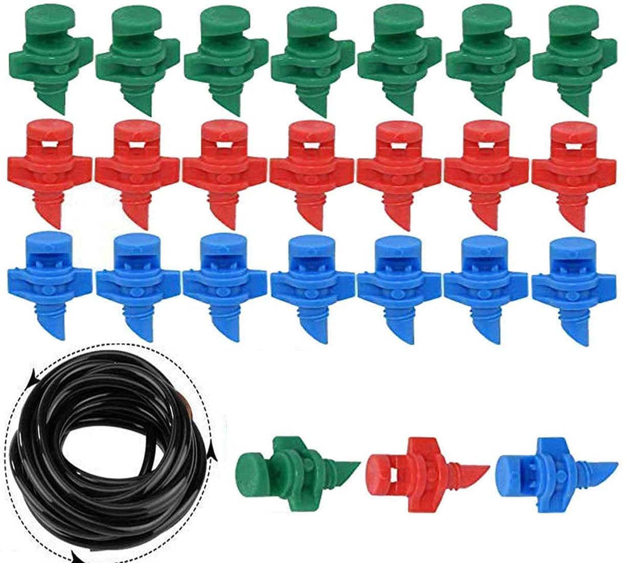DIY Crafts 10 Pcs + 10 Mtr, 360 Degree Blue Nozzle, Micro Garden Lawn Water Spray Misting Nozzle Sprinkler Irrigation System (90 Degree,180 (10 Pcs + 10 Mtr, 360 Degree Blue Nozzle)