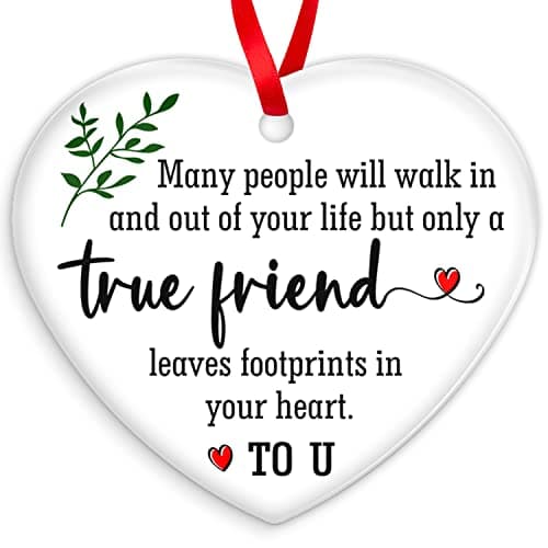 OASSIE Friend Gifts for Women Ceramic Christmas Ornaments 2025 for Tree Decorations Friendship Gifts for Women Friends Inspirational Friend Gift Ideas Friends Ornament for Christmas Decorations