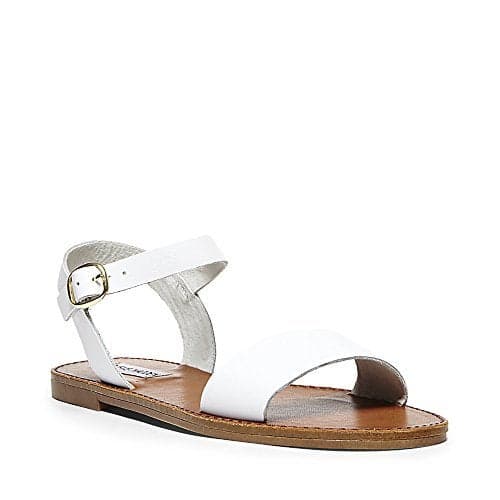 Steve Madden Women's DONDDI Sandal, white leather, 9.5 M US
