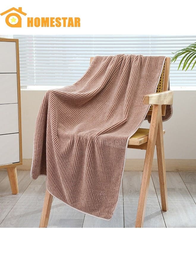 2 Pcs Bath Towel Set With Face Towel, Quik Dry Coral Fleece Beach Towels For Man and Woman, Brown