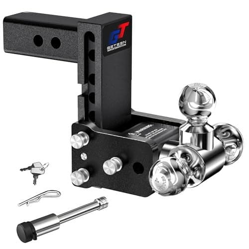 Geteen Trailer Hitches, Adjustable Trailer Hitch Ball Mount - Fits 2.5" Receiver, Tri-Ball (1-7/8" x 2" x 2-5/16"), 5" Drop, 15,000 GTW - GT25053B