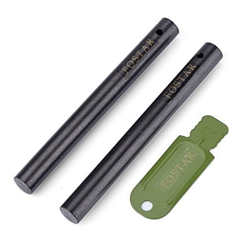 FOSTAR 2PCS Upgrade Ferro Rod Flint Fire Starter, 1/2 Inch X 5 Inch Thick Fire Steel Rod with a Scraper Drilled A Lanyard Hole Perfect for Camping, Hiking, Survival