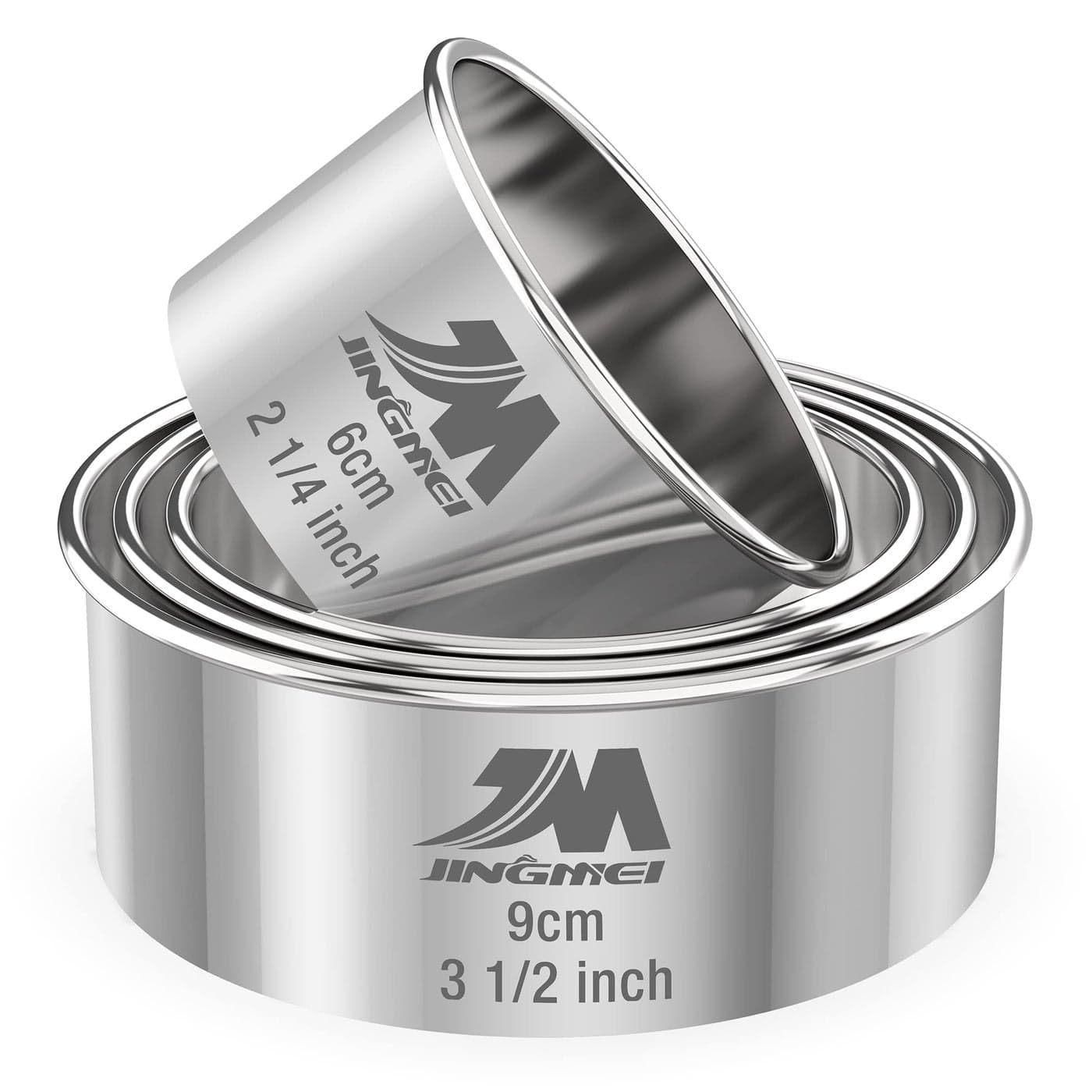 M JNGMEI 4 Pieces Stainless Steel Cookie Cutter Set Biscuit Cutter 225inch 275inch 325inch35inch Biscuit Plain Edge Round Cutters Sizes Shape Molds Multiple Sizes