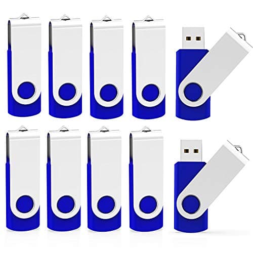 KOOTION 10 Pack 4 GB USB Flash Drive 4gb Flash Drives Keychain Thumb Drive Swivel Memory Stick Blue