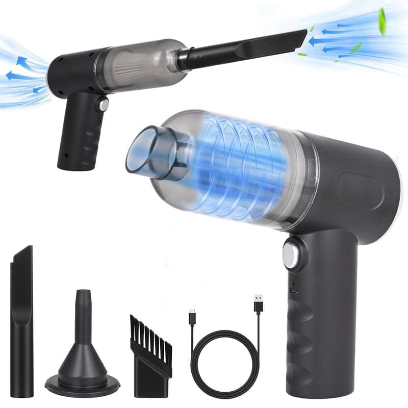 COVERLY Handheld Vacuum Cordless Car Vacuum Portable with LED Light High Power Suction Lightweight Rechargeable Hand Vacuum Hand Held Vacuum Cleaner for Car Home Office Pet Hair Black