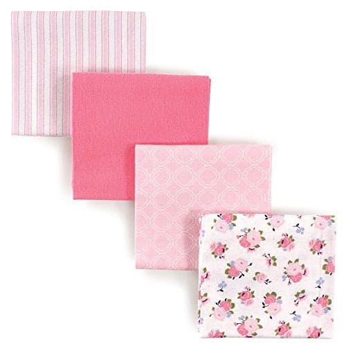 Luvable Friends Unisex Baby Cotton Flannel Receiving Blankets, Garden 4-Pack, One Size