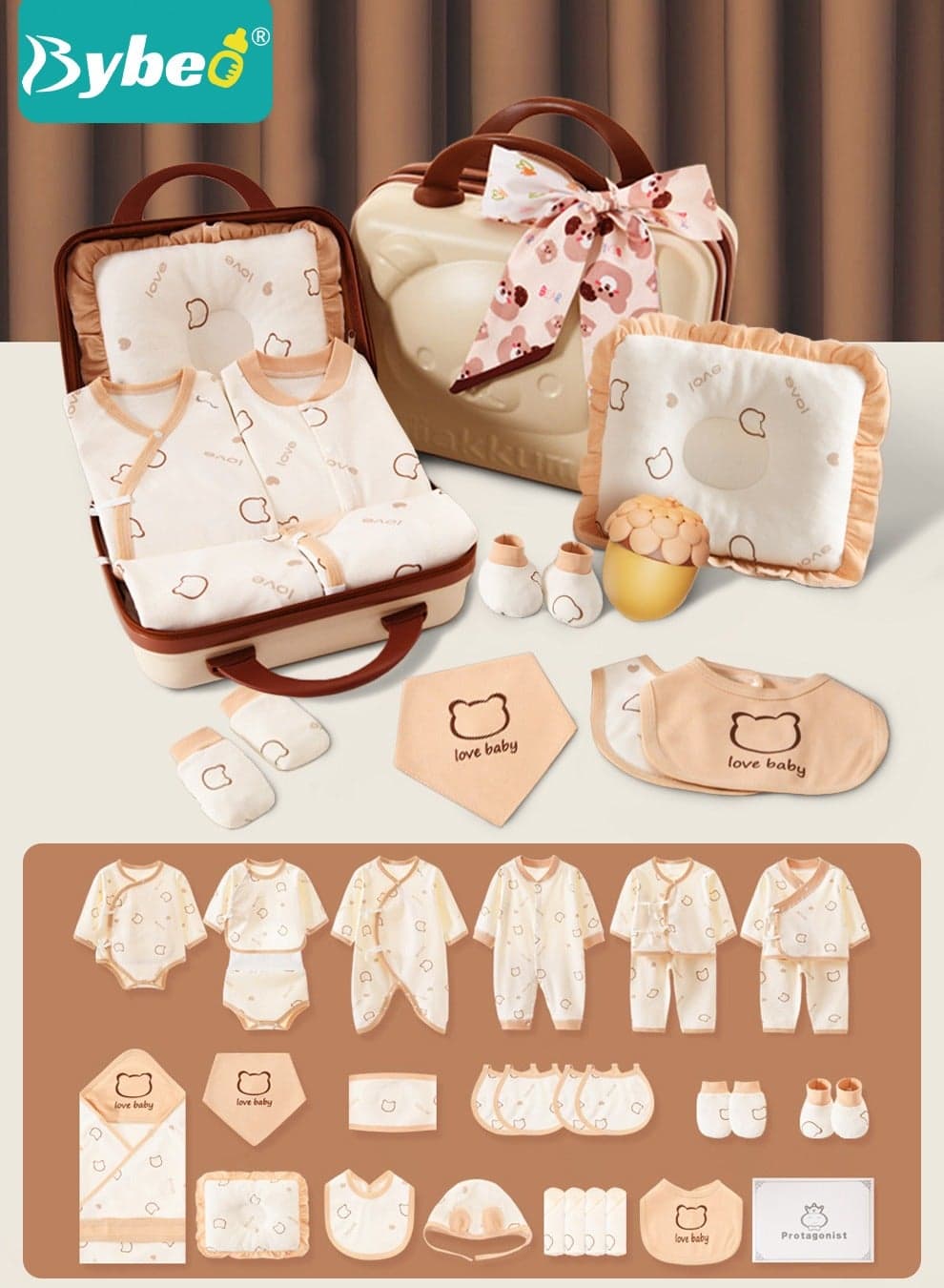 30PCS Newborn Baby Gifts Set, Newborn Layette Gift Set, Baby Clothes Accessories Set for Boys and Girls, Premium Cotton, Perfect Gift Box with Beautifully Suitcase for Spring Summer Autumn Winter