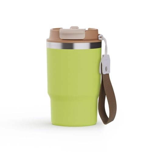 Wosta Travel Mug, Insulated Coffee Cup with Leakproof Lid,Vacuum Insulation Stainless Steel Reusable for Hot Cold Coffee, Non-Slip Protective Cover, (Lime Green, 479 Ml)