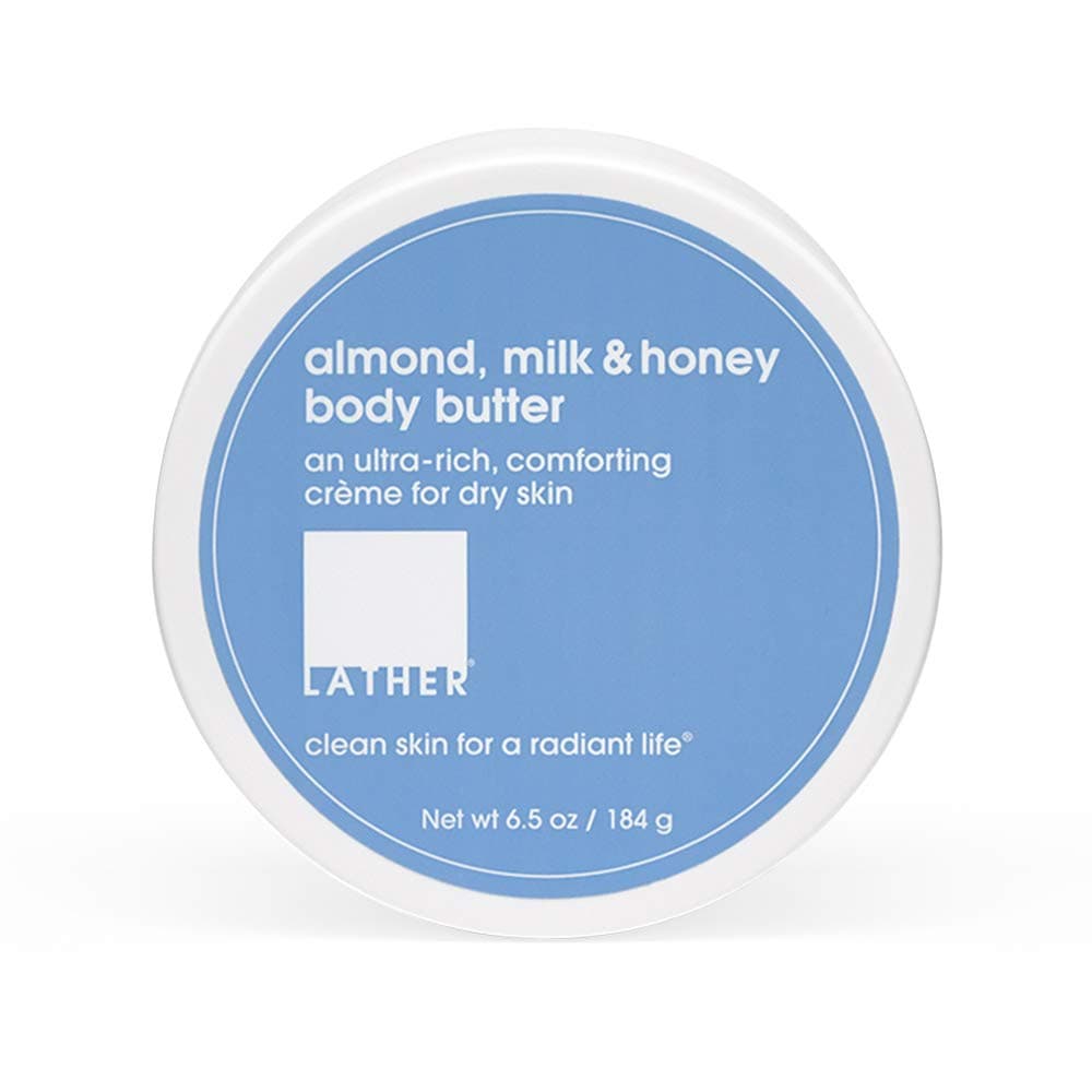 LATHER Body Butter Almond Milk Honey Whipped Body Cream Rich Daily Body Moisturizer for Deep Hydration Nourishing NonGreasy for Long Lasting Moisture Essential Oil Blend 65 Oz