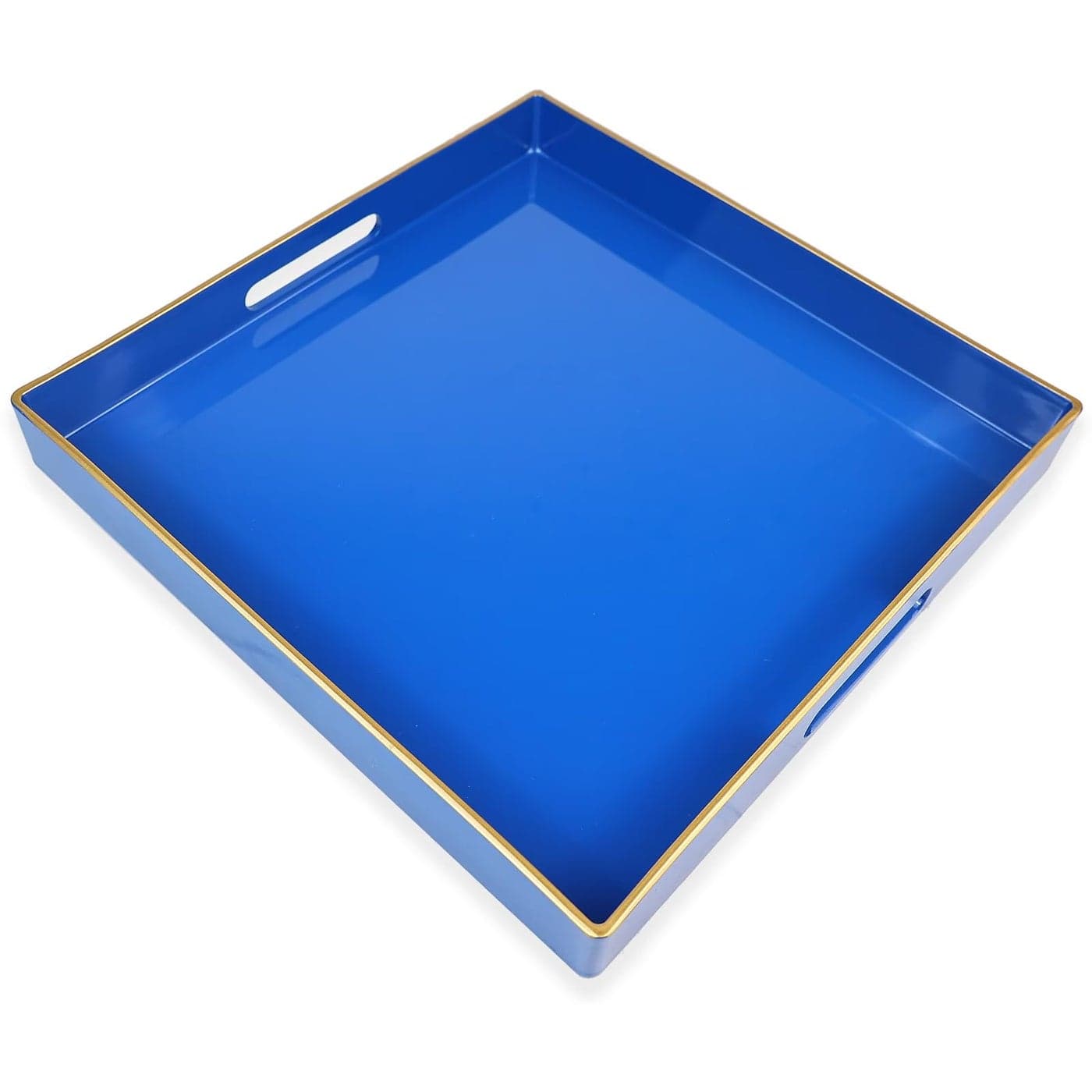 Spsyrine Blue Decorative Tray for Living Room Square Modern Plastic Coffee Serving Table Tray for Ottoman Bathroom Kitchen1313