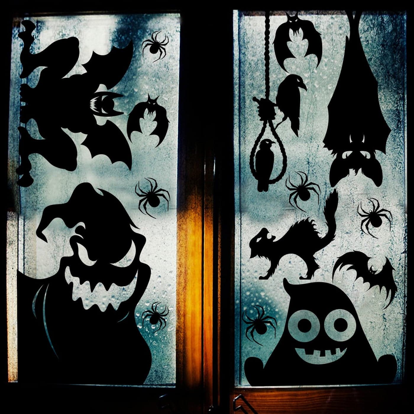 CCINEE Halloween Window Cling Sticker 4 Sheet Giant Spooky Monster Silhouette Window Decal Scary Black Stickers for Halloween Indoor Kids Room and Party Decoration