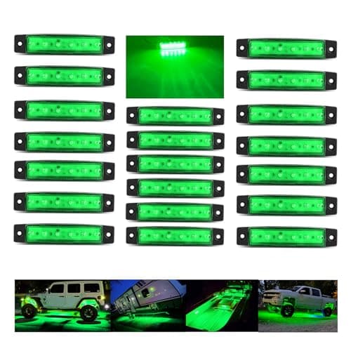 SZSSXPL 20 Pcs Rock Lights Green Strip Lights Wheel Fender Well Underglow Led Lights for Cars Exterior Side Marker for Truck Golf Cart Wrangler RV RV SUV Offroad
