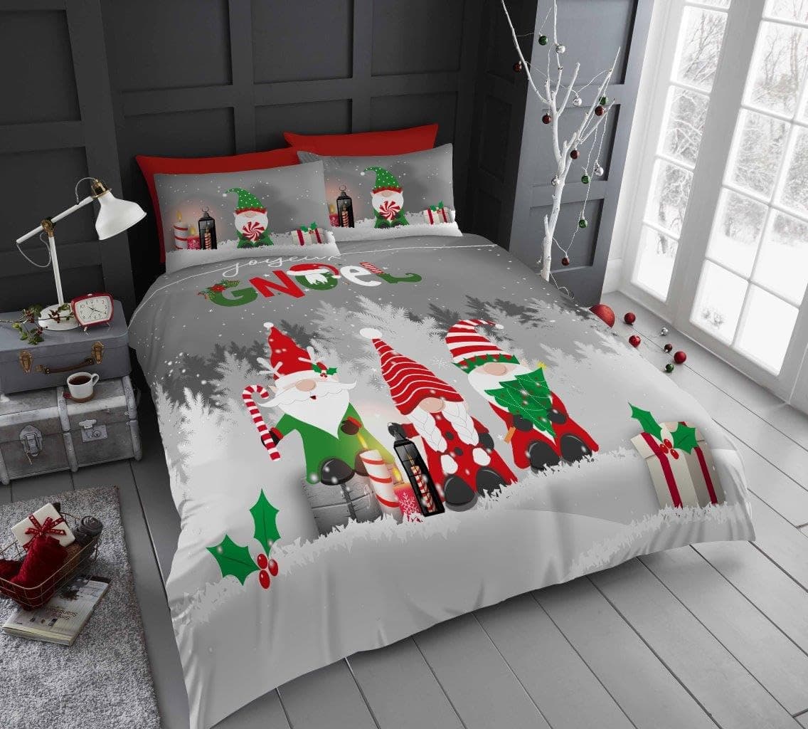 GC GAVENO CAVAILIA Christmas Duvet Cover Xmas Santa Bedding Double Bed Set With Pillowcases Poly Cotton Double Duvet Set 200x200 cm Soft Easy Care Bed Linen Xmas Gift For Lovers