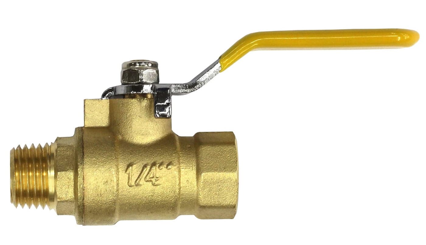 Lead-Free Forged Brass Air Compressor In-Line Ball Shut Off Valve, Quarter Turn, 1/4" Male NPT (MNPT) X 1/4" Female NPT (FNPT) Qty: 2