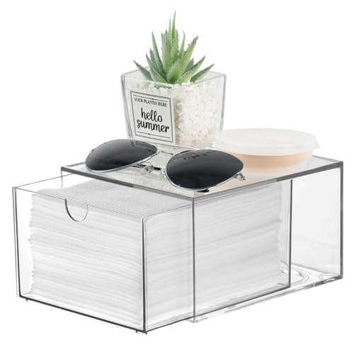 Disposable Face Towel Holder Plastic Face Towels Storage Box with Drawer Stackable Organizer for Clean Skin Club Face XL Towels Towel Containers Skincare Oragnizer for Vanity Bathroom Organization