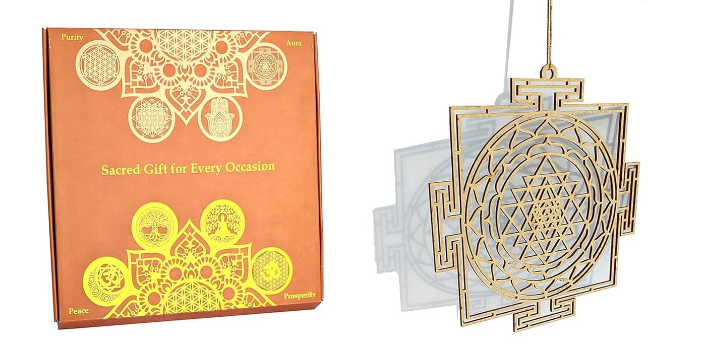 StepsToDo Wall Decoration. Room Hanging. Wooden Sacred Geometry Art. Spiritual Gift. Hand Painted. Multiple Design Choices Available. (11.5 Inch, Sri Yantra, Raw MDF)