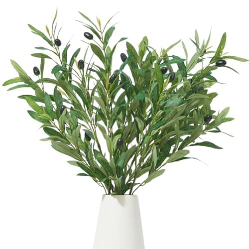 Heleze 35 Inch Olive Branches for Vases Artificial Greenery Stems Faux Olive Tree Branch Home Decor 4PCS