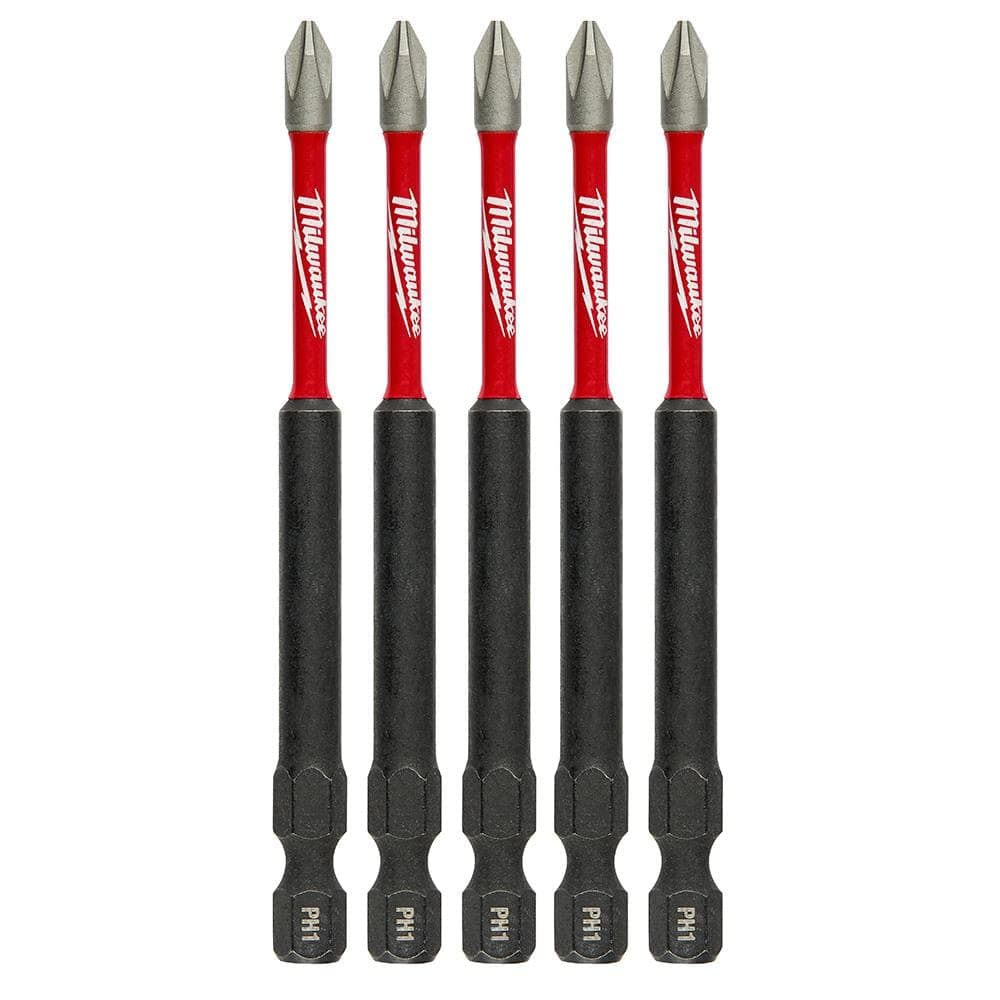 Milwaukee SHOCKWAVE 1 Phillips Bit Pack of 5 35 Inch Length