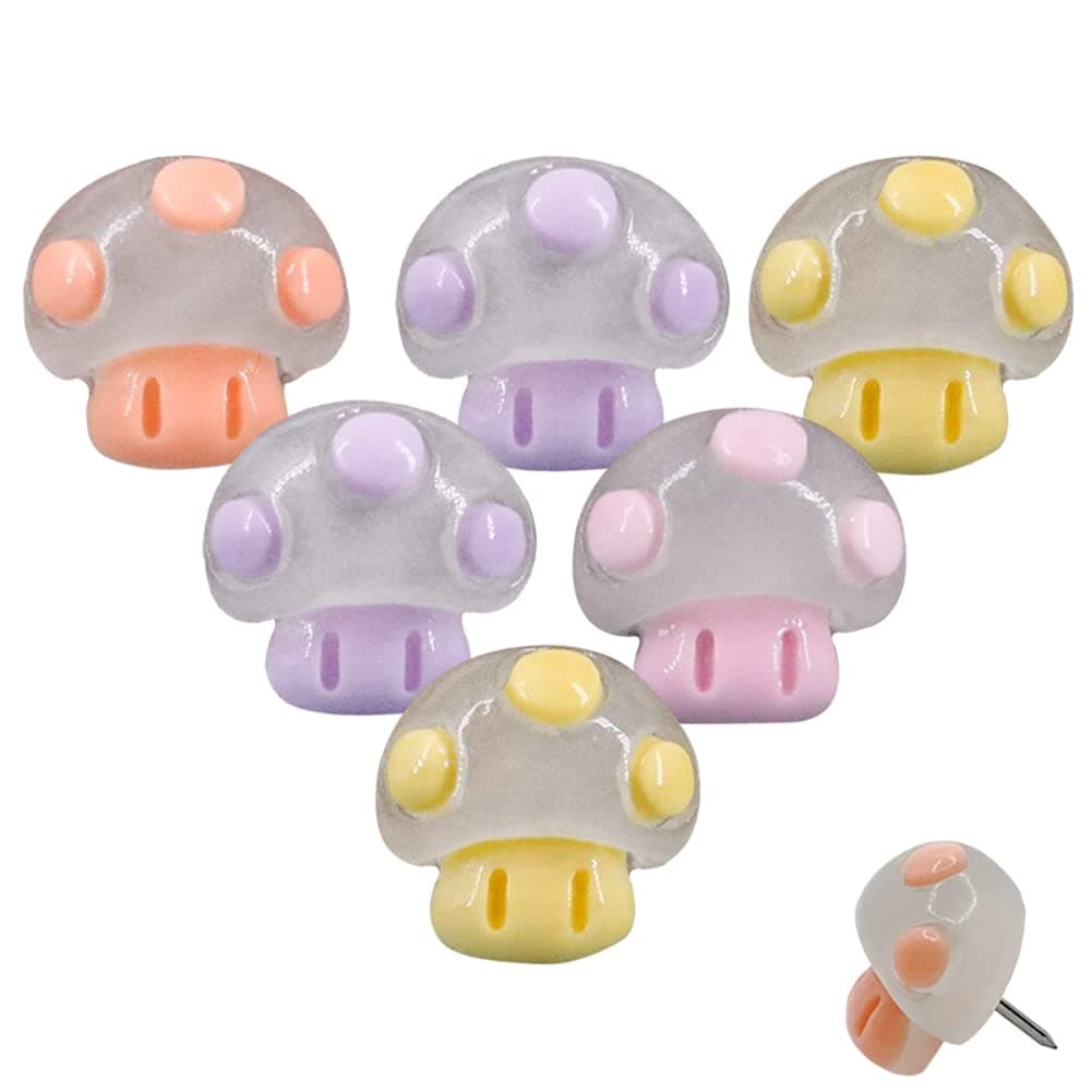 LLDYNW 30 pcs Mushroom Push Pins Cute Decorative Thumbtacks for Home Office Photo Cork Board Pushpins