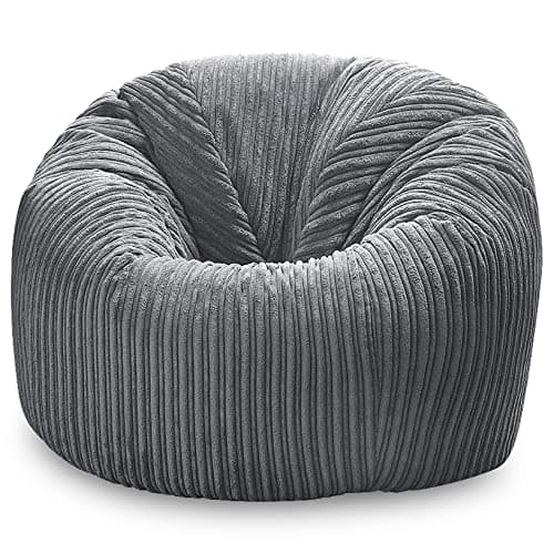 Beautiful Beanbags Jumbo Cord Beanbag Chair Plush Jumbo Cord Lounger Great as Recliner Grey