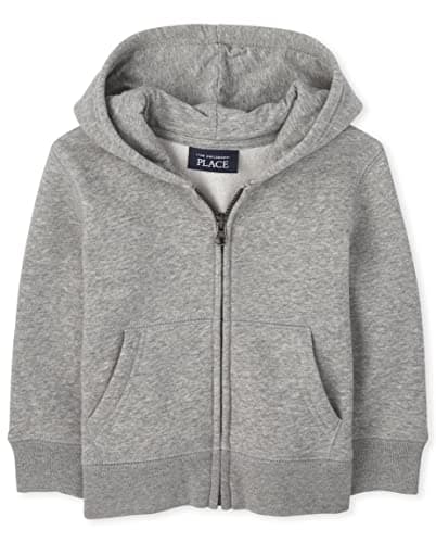 The Children's Place baby boys And Toddler Zip Up Hoodie School Uniform Pullover Sweater, Smoke, 3T US