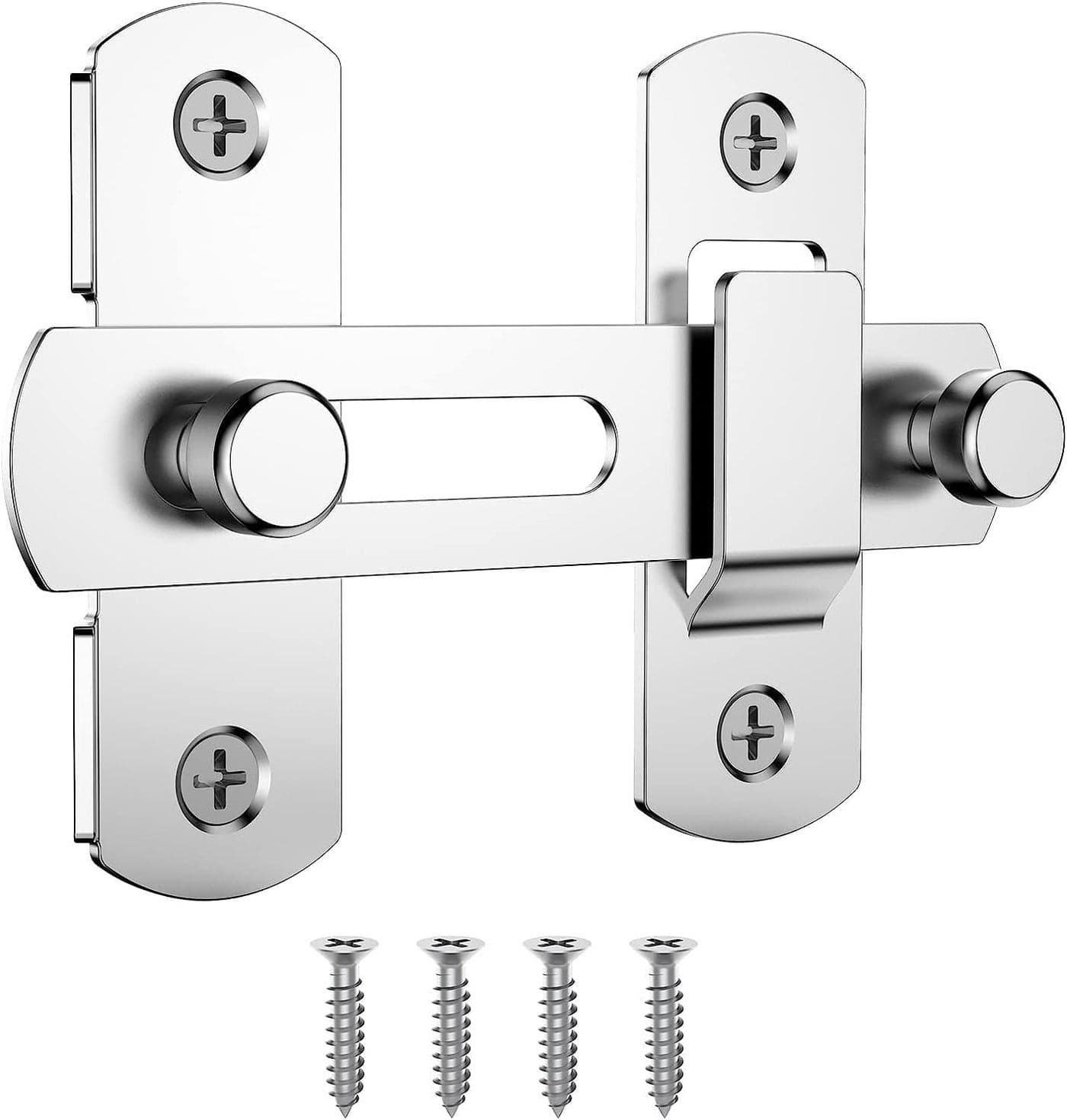 AARKRI SALES Stainless Steel Flip Latch Sliding Door Latch Safety Door Lock Right Angle Curved Door Buckle Brushed Finish (180 Degree)