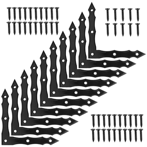 Decorative Corner Brackets 10pcs Barn Door Sliding Door LShape Corner Brace Bracket Rustic Black Flat L Brackets Joint Right Angle Bracket for Wood Garage Door Gates Shutters 100x100x15mm