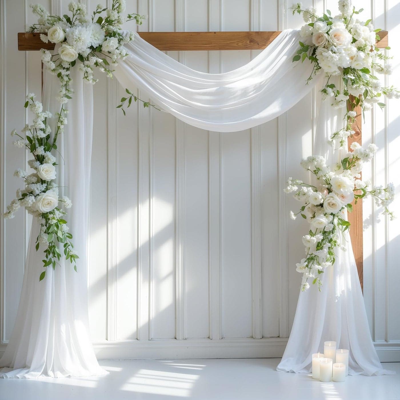 Wedding Arch Draping Fabric 1 Panel 28 x 19Ft White Drapes Sheer Backdrop Curtain for Wedding Ceremony Party Ceiling Decor